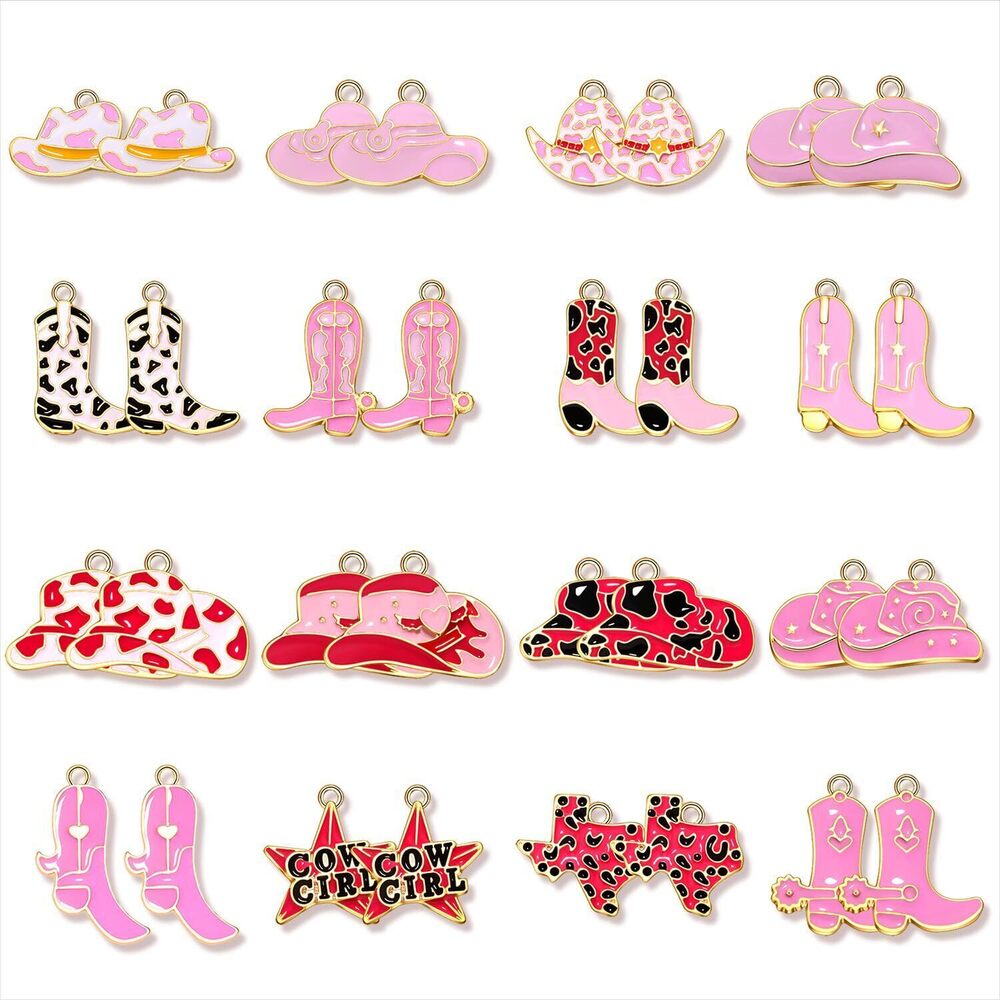 3455 30PCS Western Charms for Jewelry Making - Synthetic Turquoise Cowboy